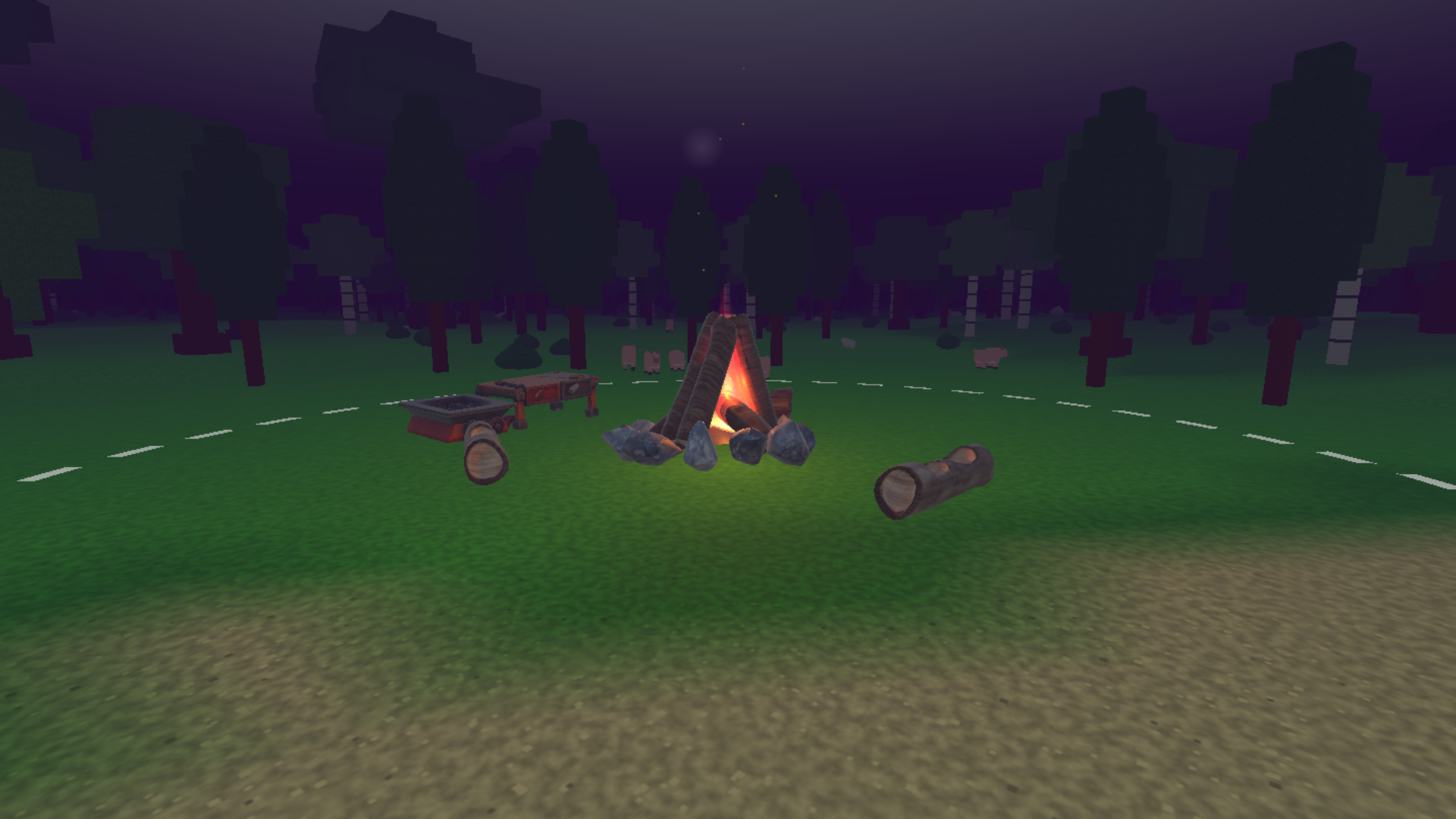 The current campfire at night, with the interface hidden